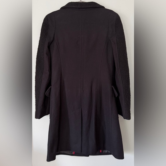 Vintage European Wool Cashmere Structured Minimalist Black Coat Size 6 (EU36) - Picture 6 of 8